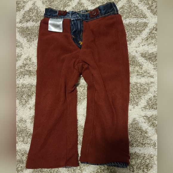 4 for $28 - Old Navy 18-24m Blue Straight Jeans (Maroon Fleece Lined) - Picture 4 of 4